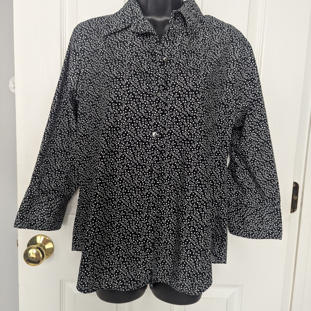 Westbound Black and White Long Sleeve Button Down Shirt